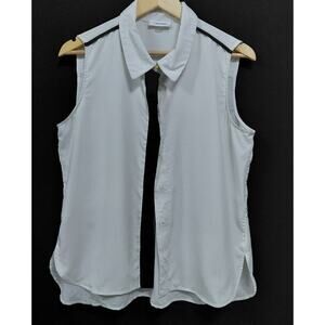 Calvin Klein White Sleeveless Blouse Solid Polyester Women-See Measurements